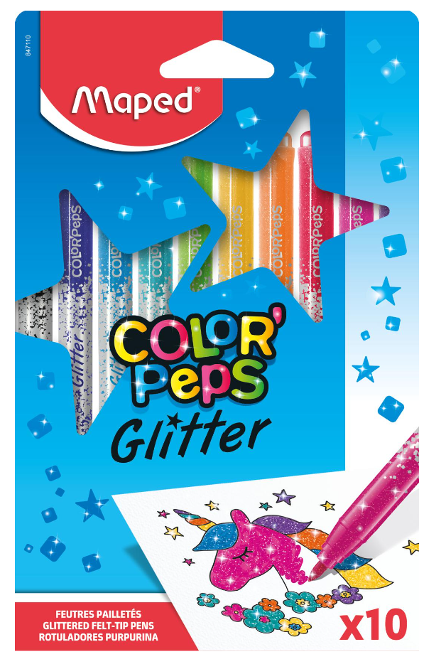 Glitter Filzstifte, auswaschbar, x10